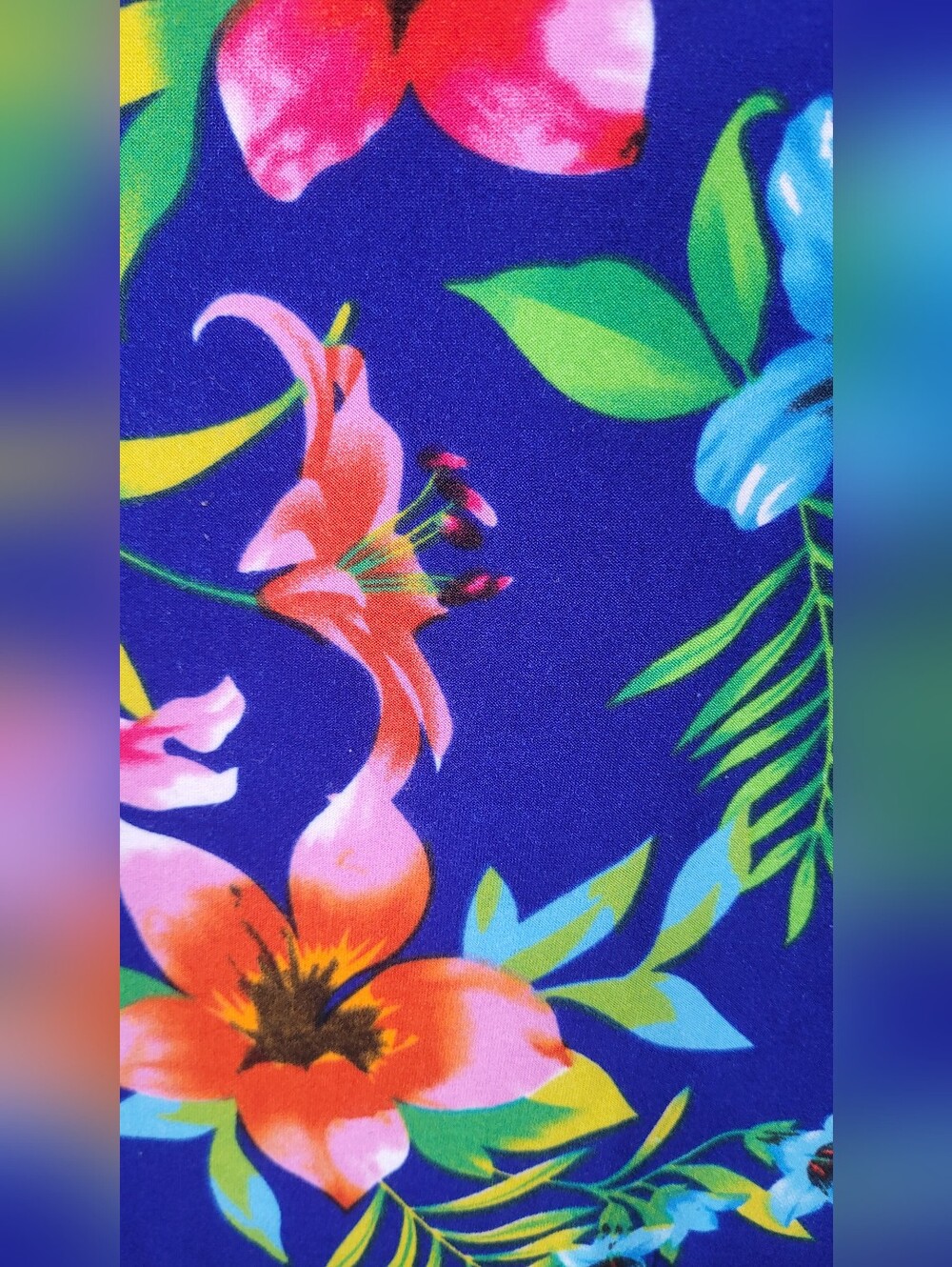 Attitudes By Renee Reversible Women’s V-Neck Tunic Top Blue Floral & Solid Blue - Picture 13 of 16